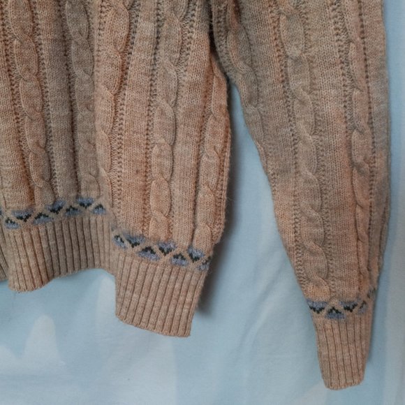 Vintage 1970's Jantzen Collared Single Button Sweater Fair Isle Nordic XL T-347 - Picture 3 of 13
